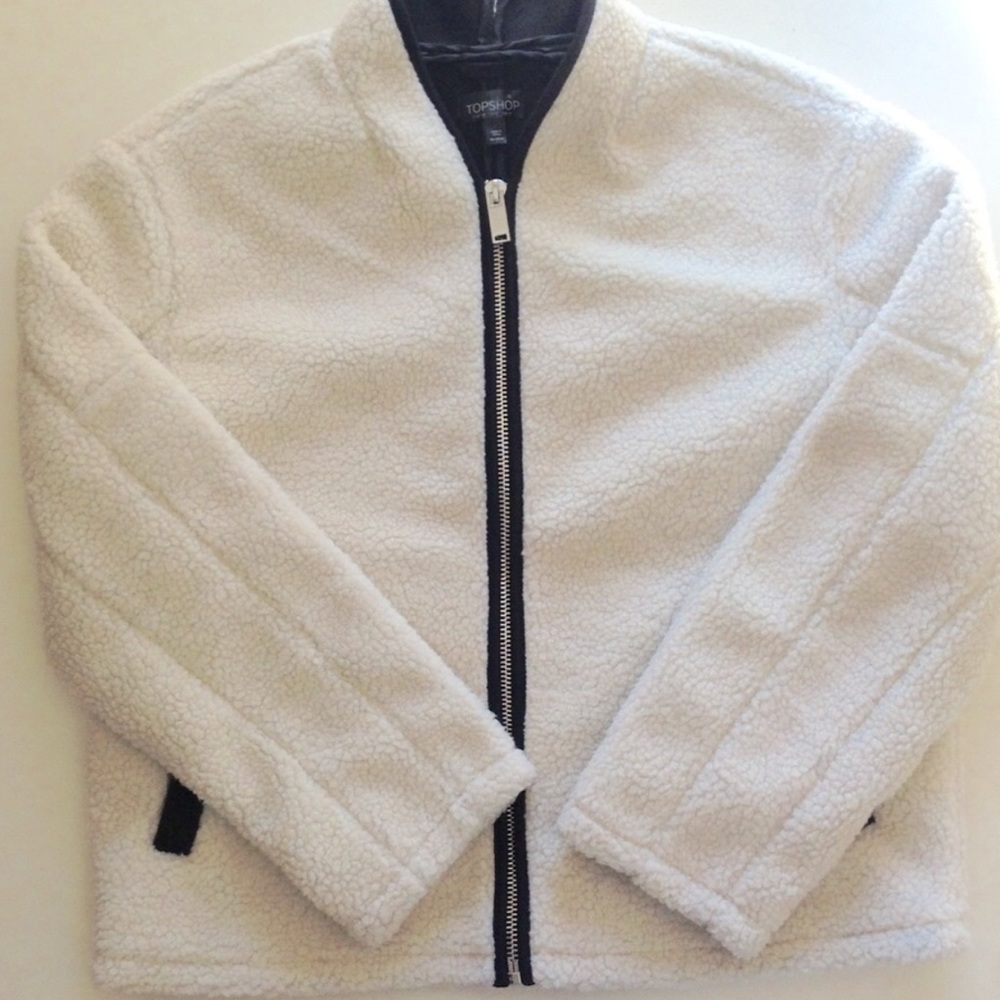 Topshop Cream Teddy Sherpa Coat- Size 4